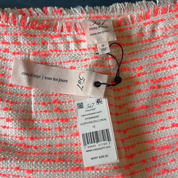 Cinq à Sept Pink and White High Waist Shorts - Picture 2 of 5